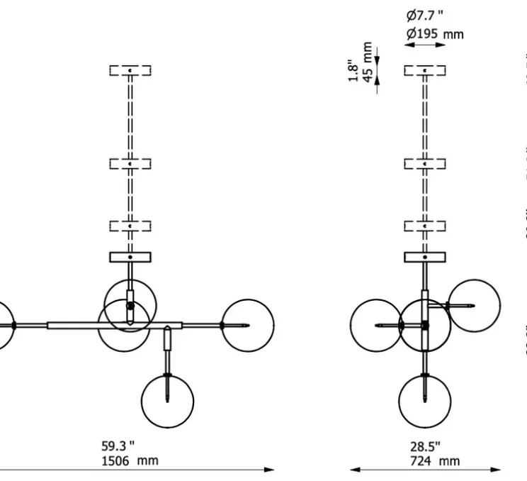 Plafonnier, Axis, laiton brossé, Ø31,4cm, H155cm - Schwung
