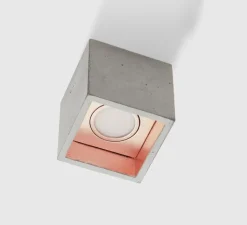 Plafonnier & Spot*GANTLights Plafonnier, [B7] Cubic, , LED, dim, 2700K, 350 lm, Ø10cm, H10cm - Gris clair, cuivre