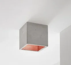 Plafonnier & Spot*GANTLights Plafonnier, [B7] Cubic, , LED, dim, 2700K, 350 lm, Ø10cm, H10cm - Gris clair, cuivre