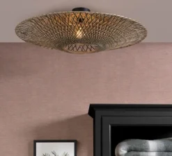 Plafonnier & Spot*Good&Mojo Plafonnier, Bali L, noir et naturel, Ø87cm, H20cm - noir, naturel