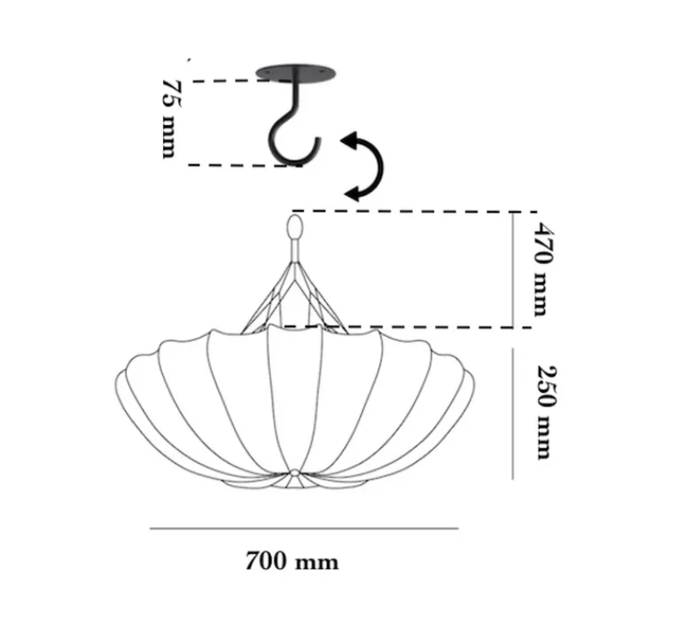 Plafonnier & Spot*Gong Plafonnier, Benitier, soie , Ø70cm, H25cm - blanc