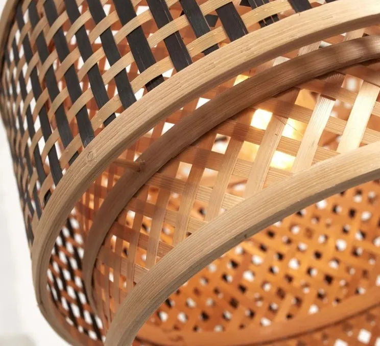 Plafonnier, Bhutan L, Naturel, noir, Ø40cm, H30cm - Good&Mojo