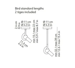 Plafonnier, Bird + 2 tiges incluses, blanc, LED, dim, 2700K, 660 lm, Ø11cm, H39cm - KDLN