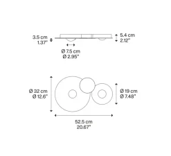 Plafonnier & Spot*Lodes Plafonnier, Bugia Double, , LED, dim, 2700K, 2640 lm, L52,5cm, H5,4cm - chrome