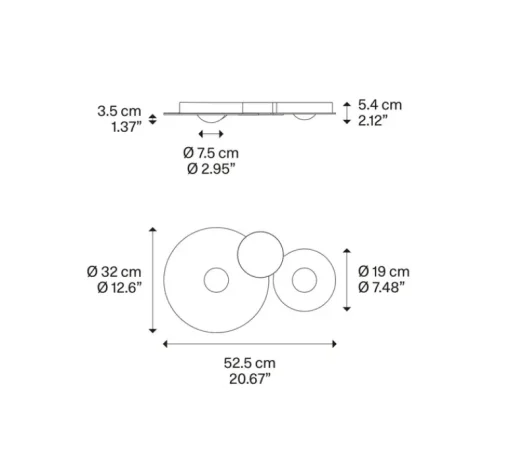 Plafonnier & Spot*Lodes Plafonnier, Bugia Double, , LED, dim, 2700K, 2640 lm, L52,5cm, H5,4cm - chrome