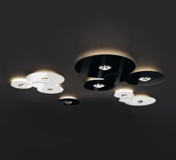 Plafonnier, Bugia Single, noir brillant, LED, dim, 2700K, 1320 lm, Ø24cm, H5cm - Lodes