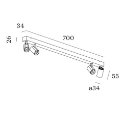 Plafonnier, Ceno 4.0, bronze, LED, 2700K, 4x440lm, L70cm, H8,1cm - Wever&Ducré