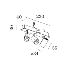 Plafonnier, Ceno 3.0, noir, LED, 2700K, 3x440lm, L23cm, H4cm - Wever & Ducré