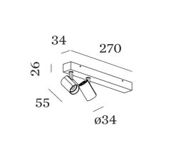 Plafonnier, Ceno 2.0, noir, LED, 2700K, 2x440lm, L27cm, H8,1cm - Wever&Ducré
