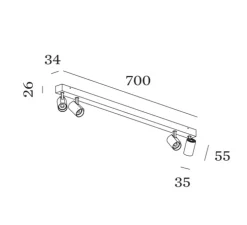 Plafonnier, Ceno Surface 4.0, blanc, LED, dim, 2700K, 2040 lm, L70cm, H2,6cm - Wever&Ducré