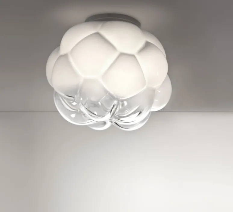 Plafonnier & Spot|Suspension*Fabbian Plafonnier, Cloudy F21, , Ø40cm, H31cm - transparent, blanc