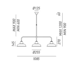 Plafonnier, Contrada, laiton / cuivre, L108,5cm, H90-120cm - Il Fanale