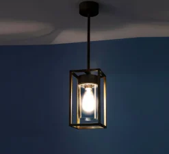 Plafonnier & Spot*Moretti Luce Plafonnier, Cubic 3368, , verre transparent, IP44, L15cm, H63,2cm - Laiton vieilli