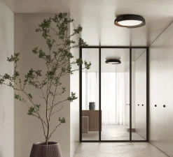 Plafonnier & Spot*KDLN Plafonnier, DALA, , LED, dim, 2700k, 4200 lm, Ø58cm, H11cm - gris foncé, bois