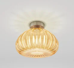 Plafonnier & Spot*Vistosi Plafonnier, Diamante PL G , , Ø30cm, H25cm - ambre, nickel