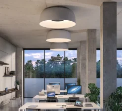 Plafonnier, Djembé C 100.38, blanc RAL 1013, LED, 2700K, 4290lm, Ø100cm, H38cm - Marset