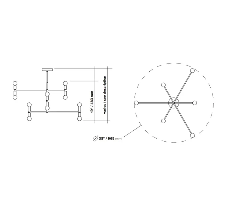 Plafonnier & Spot*Lambert&Fils Plafonnier, Dot 01, , Ø96,5cm, H93cm - laiton
