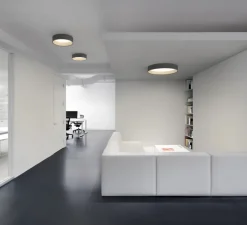 Plafonnier, Duo 4870, graphite, chêne, LED, dim, 2700K, 2206 lm, Ø48cm, H12cm - Vibia