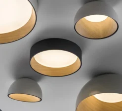 Plafonnier, Duo 4870, graphite, chêne, LED, dim, 2700K, 2206 lm, Ø48cm, H12cm - Vibia