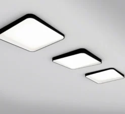 Plafonnier, Edgar square, LED, 3000K, IP40, noir, blanc, L30cm, H3cm - DARK
