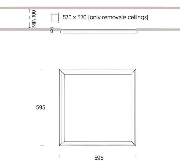 Plafonnier encastré, Even, aluminium, IP40, LED, 4000K, 4200 lm, Ø57cm, H9cm - ONOK