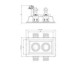 Plafonnier & Spot*Astro Plafonnier encastrable, o Twin Adjustable, , L11,5cm, H19,5cm - blanc