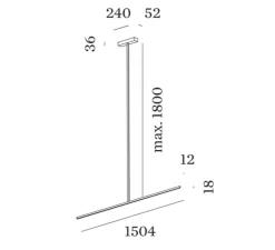 Plafonnier & Spot*Wever&Ducré Plafonnier, Fil 1.0, , LED, dim, 2700K, 1090 lm, L150,4cm, H180cm - noir