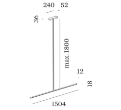 Plafonnier & Spot*Wever&Ducré Plafonnier, Fil 1.0, , LED, dim, 3000K, 970 lm, L150,4cm, H180cm - noir
