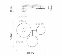 Plafonnier & Spot*Vibia Plafonnier, Flat 5922, , LED, dim, 2700K, 13920lm, L178cm, H36cm - blanc