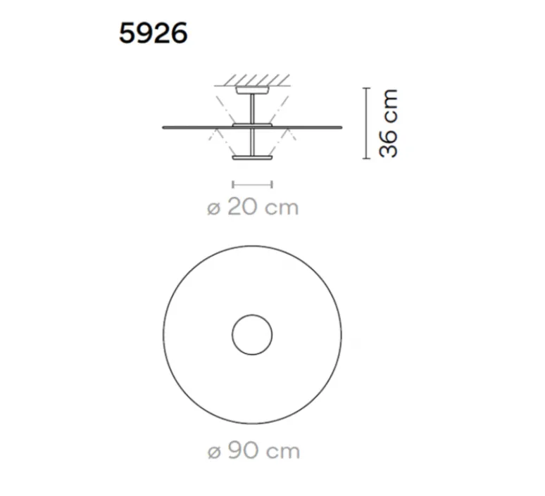 Plafonnier & Spot*Vibia Plafonnier, Flat 5926, , LED, dim, 2700K, 6960 lm, Ø90cm, H36cm - blanc