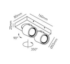 Plafonnier & Spot*Light Point Plafonnier, Focus Mini 2, , LED, 3000K, 584 lm, L16cm, H8cm - blanc