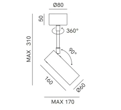 Plafonnier, Girasoli, fer antique, Ø6cm, H16cm - Il Fanale