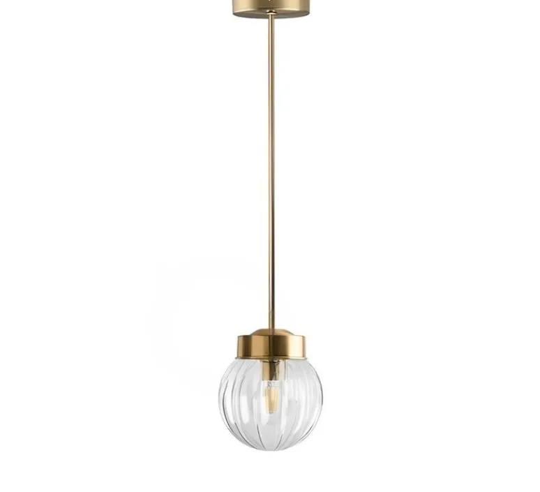 Plafonnier & Spot*Zangra Plafonnier, 136.003.go, laiton, avec glass044, Ø15cm, H66cm - laiton, verre transparent