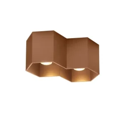 Plafonnier & Spot*Wever&Ducré Plafonnier, Hexo 2.0 LED, , LED, dim, 2700K, 1340 lm, L22cm, H10cm - cuivre