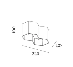 Plafonnier & Spot*Wever&Ducré Plafonnier, Hexo 2.0 LED, , LED, dim, 2700K, 1340 lm, L22cm, H10cm - cuivre