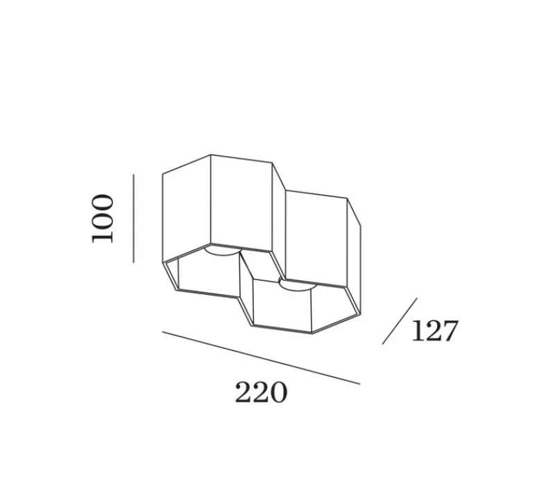 Plafonnier & Spot*Wever&Ducré Plafonnier, Hexo 2.0 LED, , LED, dim, 3000K, 1400lm, L22cm, H10cm - noir