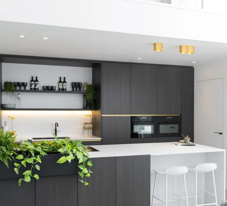 Plafonnier & Spot*Wever&Ducré Plafonnier, Hexo 1.0 LED, , variable coupure de phase, LED, 2700K, 670lm, Ø12,7cm, H10cm - or