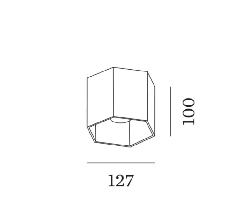 Plafonnier & Spot*Wever&Ducré Plafonnier, Hexo 1.0 LED, , variable coupure de phase, LED, 2700K, 670lm, Ø12,7cm, H10cm - or