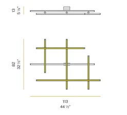 Plafonnier, Hilow, bronze, sans transformateur, LED, 2700K, 4897lm, L113cm, H13cm - Panzeri
