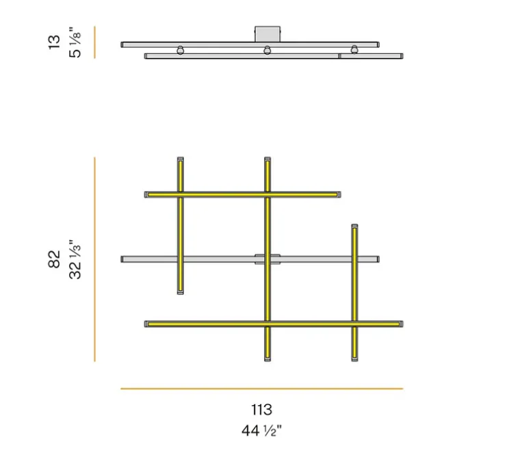 Plafonnier, Hilow, bronze, sans transformateur, LED, 2700K, 4897lm, L113cm, H13cm - Panzeri