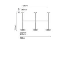 Plafonnier & Spot*Marset Plafonnier, Ihana, , LED, 2700K, 3x1019lm, L168cm, H100cm - opale et noir