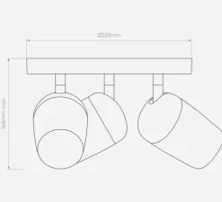 Plafonnier, Koto Triple Round, noir mat, Ø22cm, H16,6cm - Astro