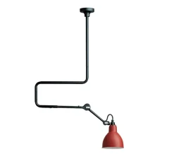 Plafonnier & Spot*DCW éditions Paris Plafonnier, Lampe Gras 312, , L36cm, H66cm - corps noir, abat-jour rond rouge (intérieur blanc)