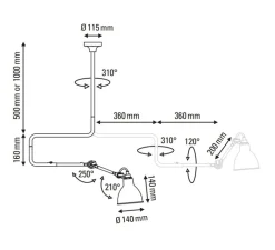 Plafonnier & Spot*DCW éditions Paris Plafonnier, Lampe Gras 312, , L36cm, H66cm - corps noir, abat-jour rond rouge (intérieur blanc)