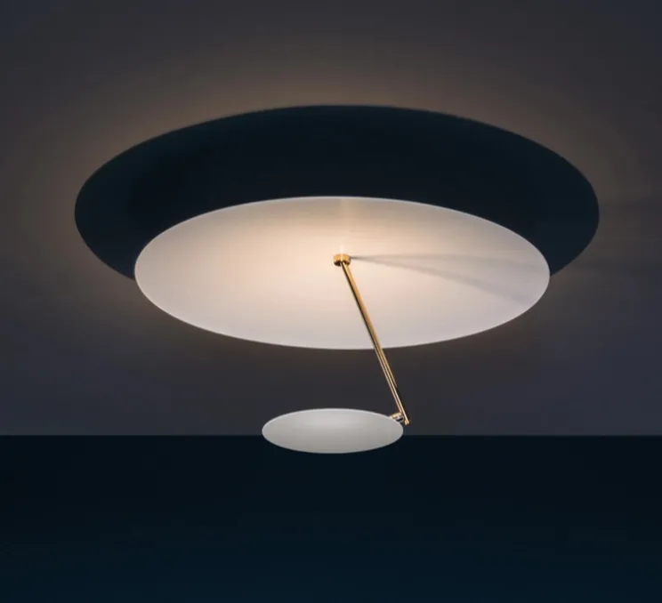 Plafonnier, Lederam C1505, blanc, or, LED, 2700K, 1540 lm, Ø60cm, H26cm - Catellani & Smith