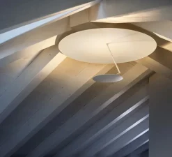 Plafonnier, Lederam C180, écran blanc, tige blanche, disque verni blanc, base blanche, LED, dim, 2700K, 2875 lm, Ø80cm, H35cm - Catellani & Smith