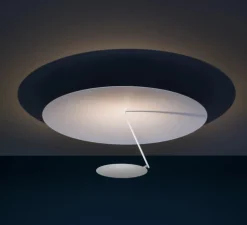 Plafonnier, Lederam C180, écran blanc, tige blanche, disque verni blanc, base blanche, LED, dim, 2700K, 2875 lm, Ø80cm, H35cm - Catellani & Smith