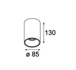Plafonnier & Spot*Modular Plafonnier, Lotis tubed surface, blanc et noir, Ø8,5cm, H13cm - blanc, noir