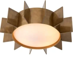 Plafonnier, Mario, laiton vieilli, verre opalin, Ø60cm, H15cm - Eichholtz