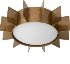 Plafonnier, Mario, laiton vieilli, verre opalin, Ø60cm, H15cm - Eichholtz